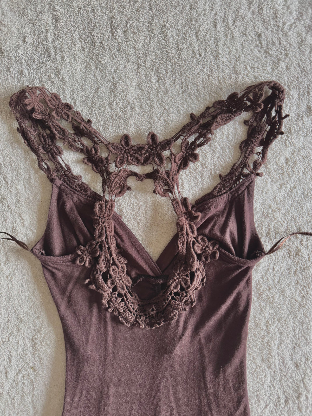 y2k vintage chocolate brown ruched fitted lace back cami top