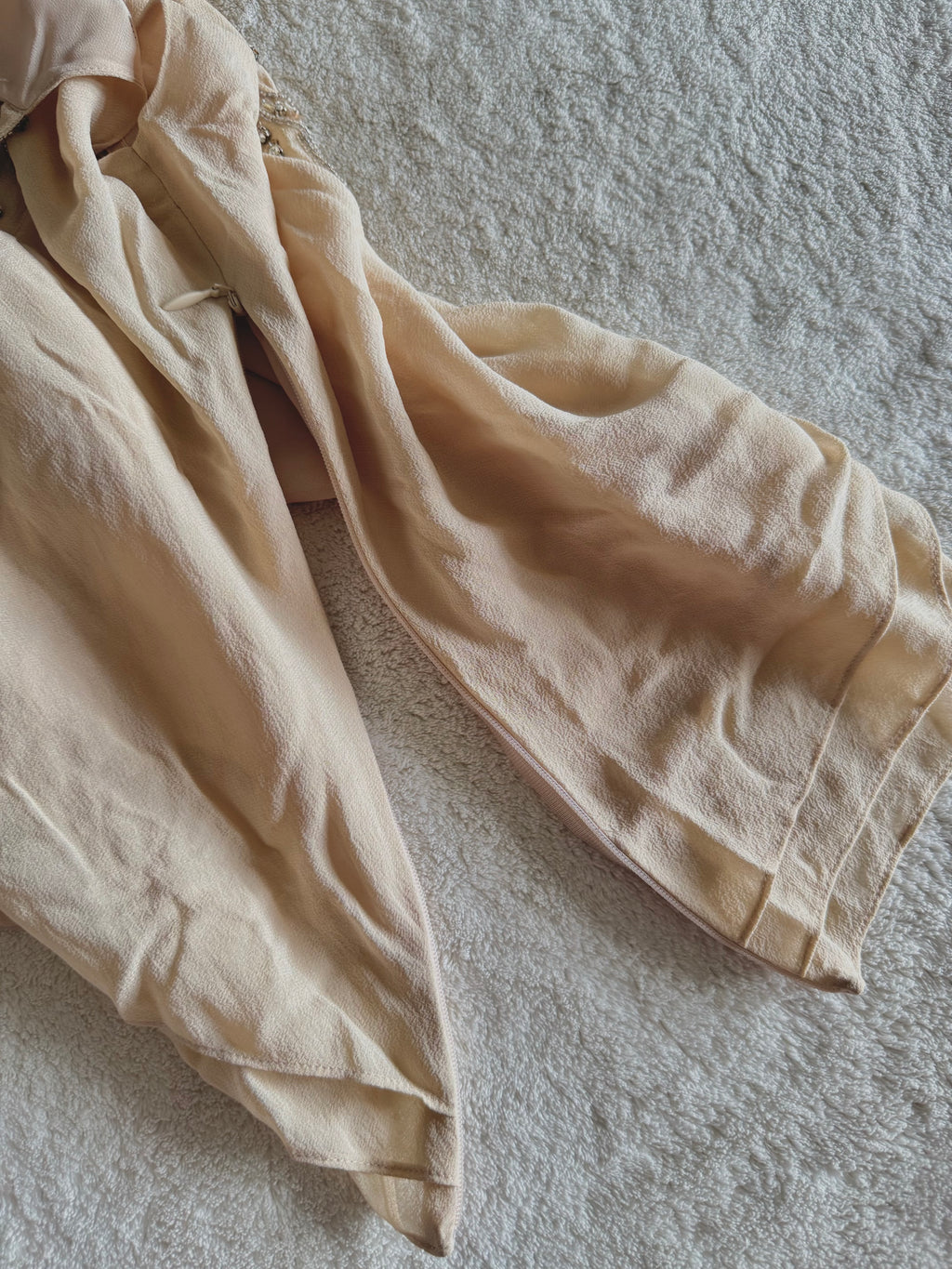 y2k vintage bnwt deadstock beige fitted layered silk cami top with feathering and sequins