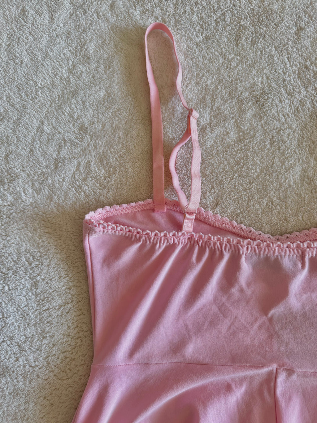 y2k vintage baby pink asymmetrical fairy hem ruched beaded cami top