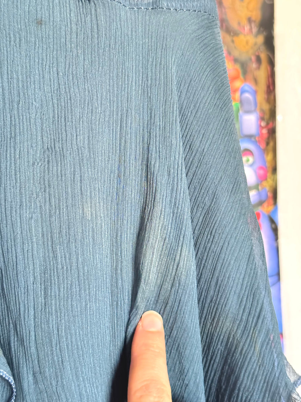 y2k vintage blue silk midi dress with asymmetrical hanky hem and coin tassels