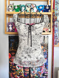y2k vintage white floral sweetheart neckline fitted cami top