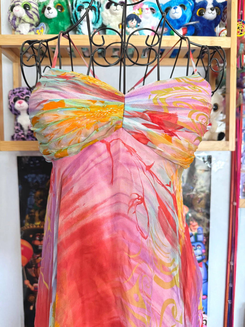 y2k vintage silk summer multicolour maxi dress with matching cardigan zara larsson