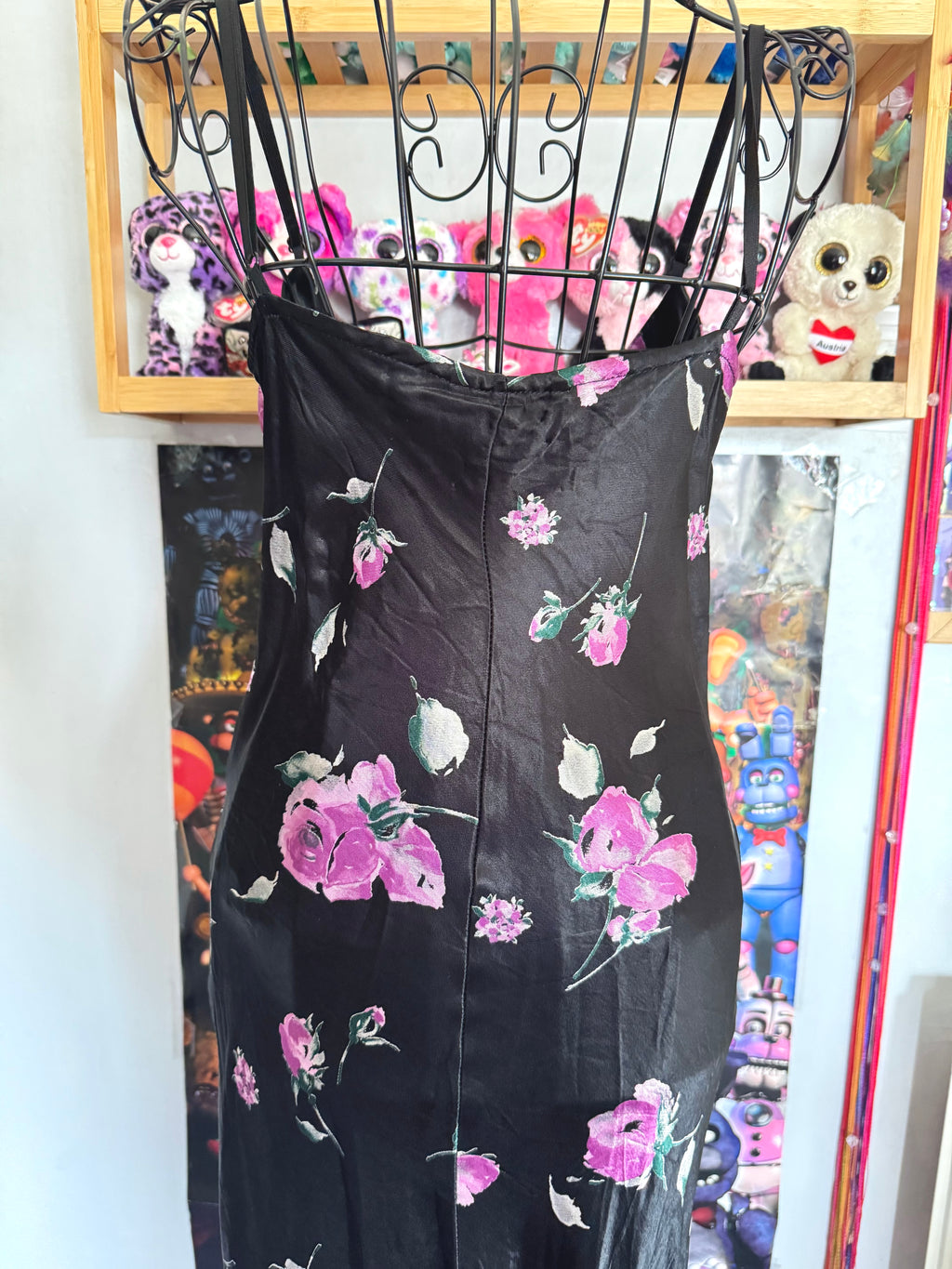 y2k vintage satin floral pattern asymmetric cut midi dress elegant