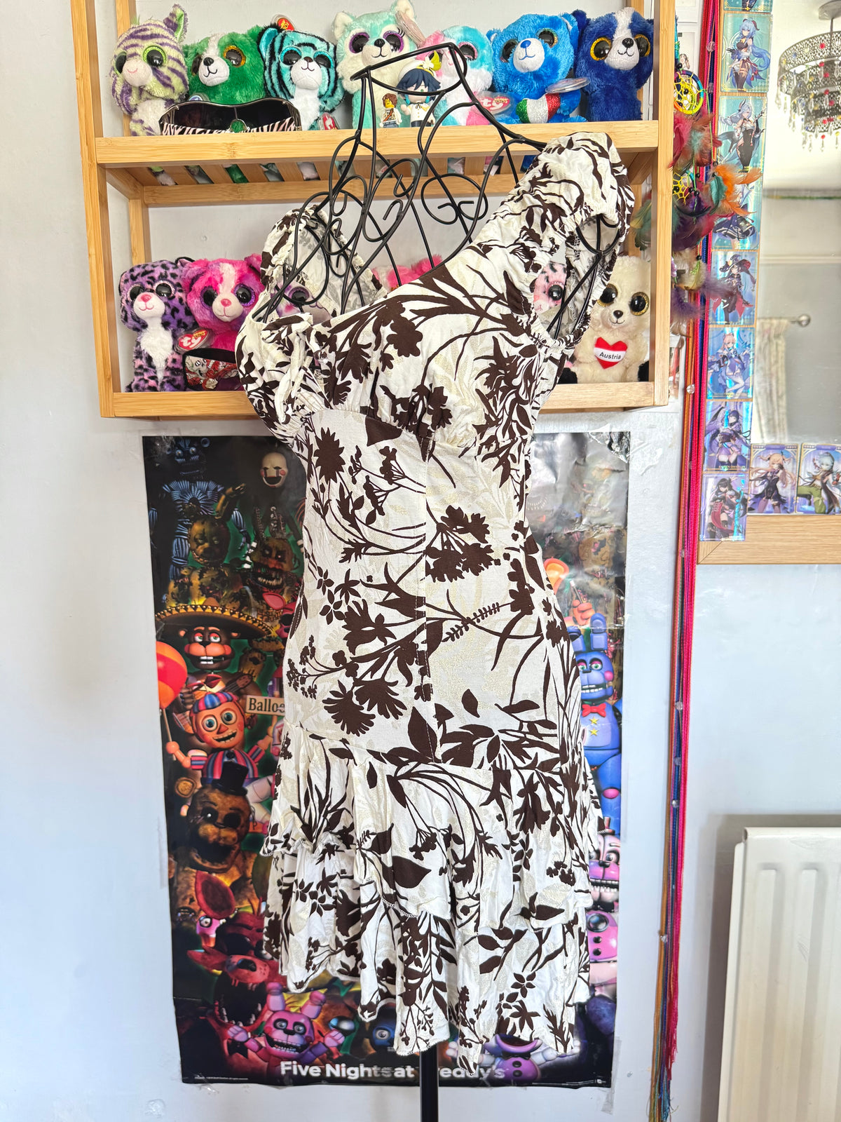 y2k vintage floral print milkmaid ruffle tiered mini dress summer