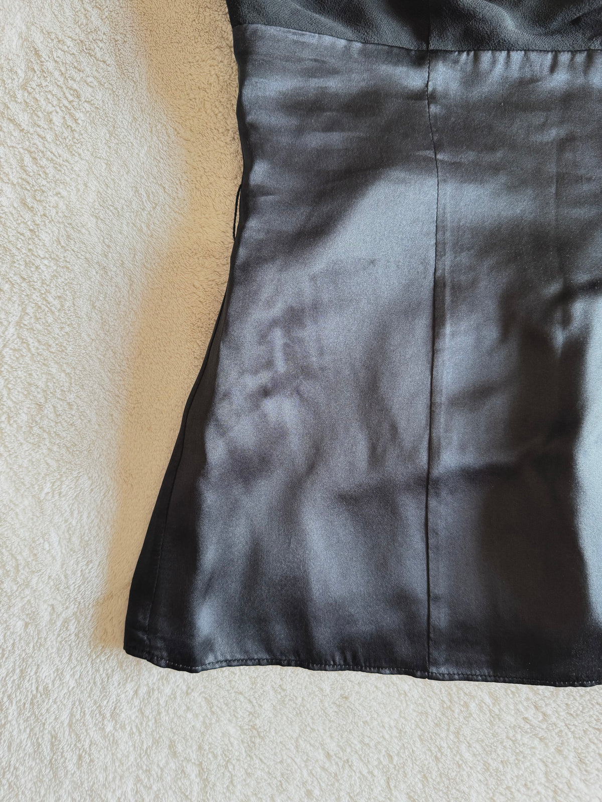 y2k vintage silk fitted cowl neck halter top with beading embellishments