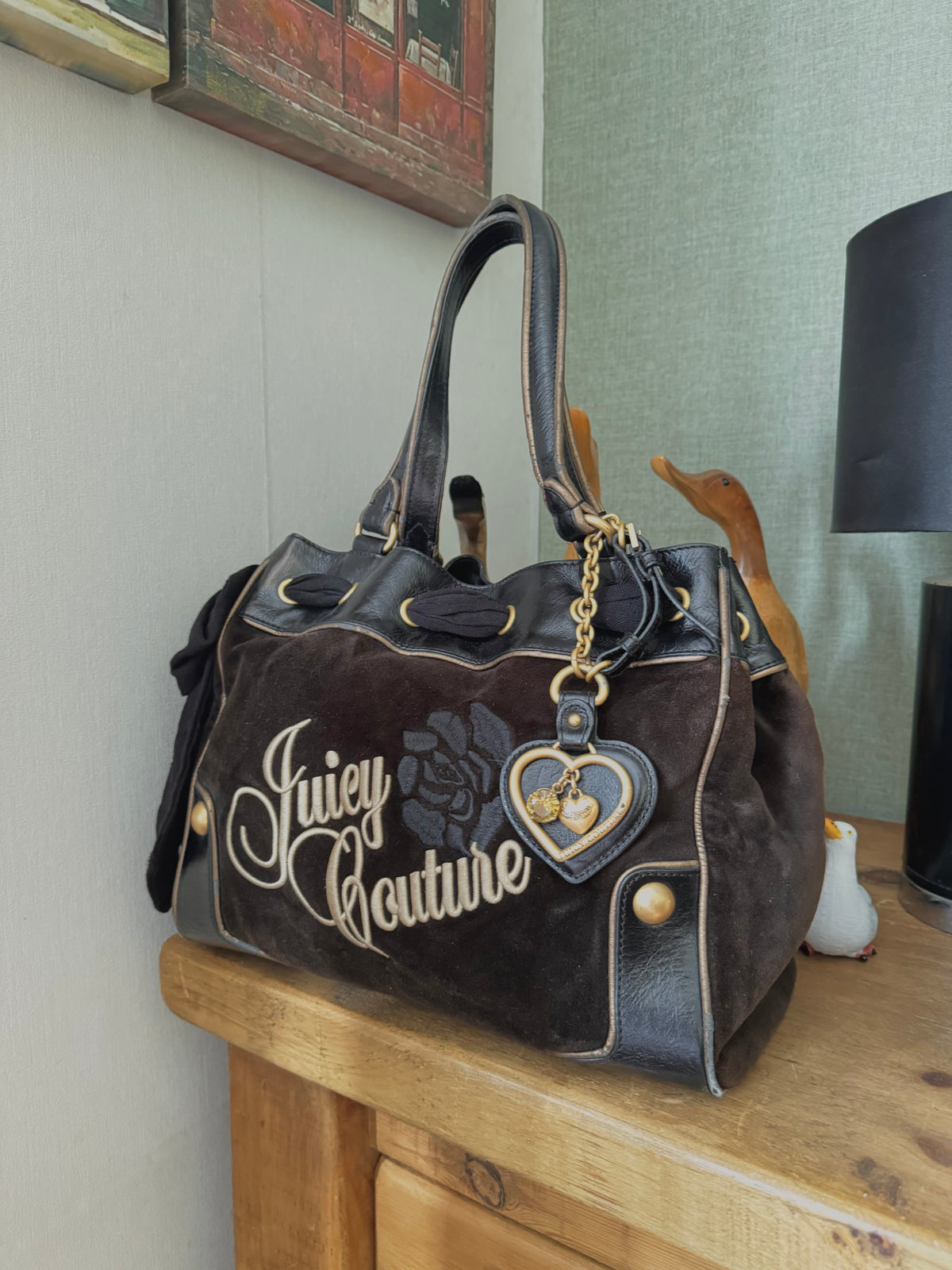 y2k 2000’s brown velour Juicy Couture daydreamer bag trashy