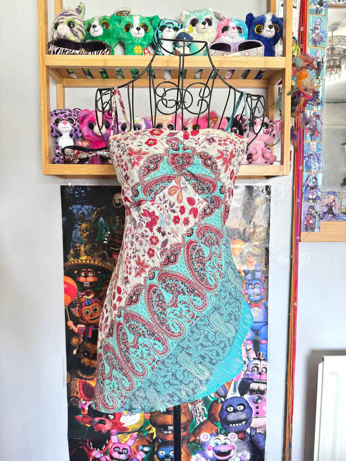 y2k vintage asymmetrical paisley print fitted cami top fairy mermaid