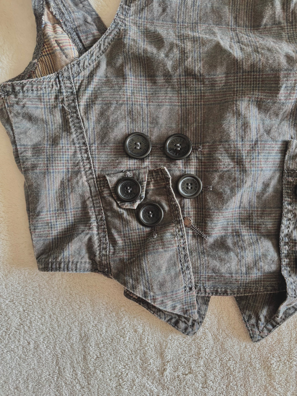 y2k vintage grey button up sleeveless fitted waistcoat