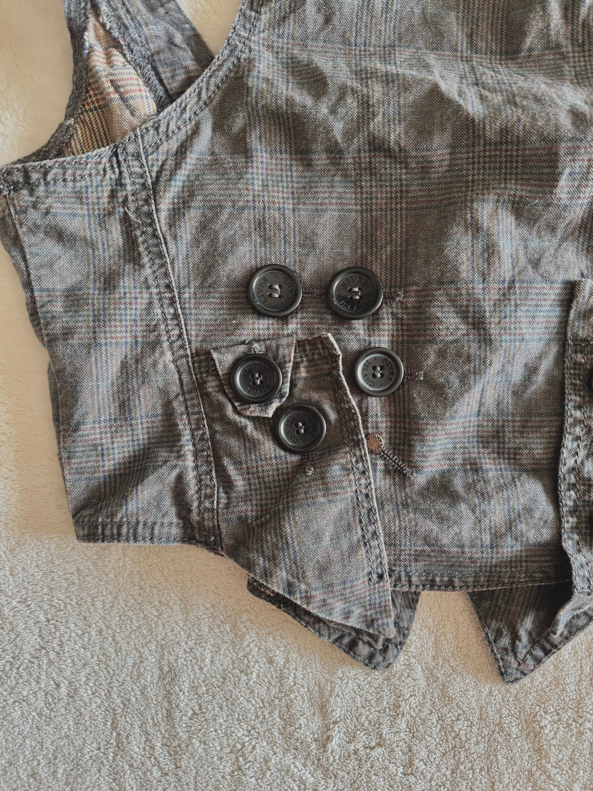 y2k vintage grey button up sleeveless fitted waistcoat