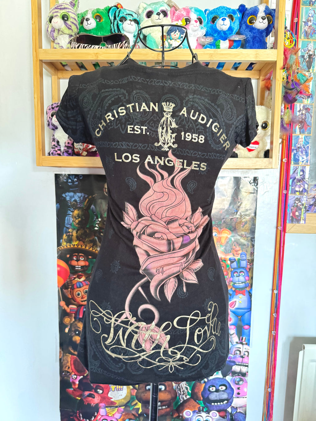 y2k vintage graphic fitted vneck tshirt mcbling