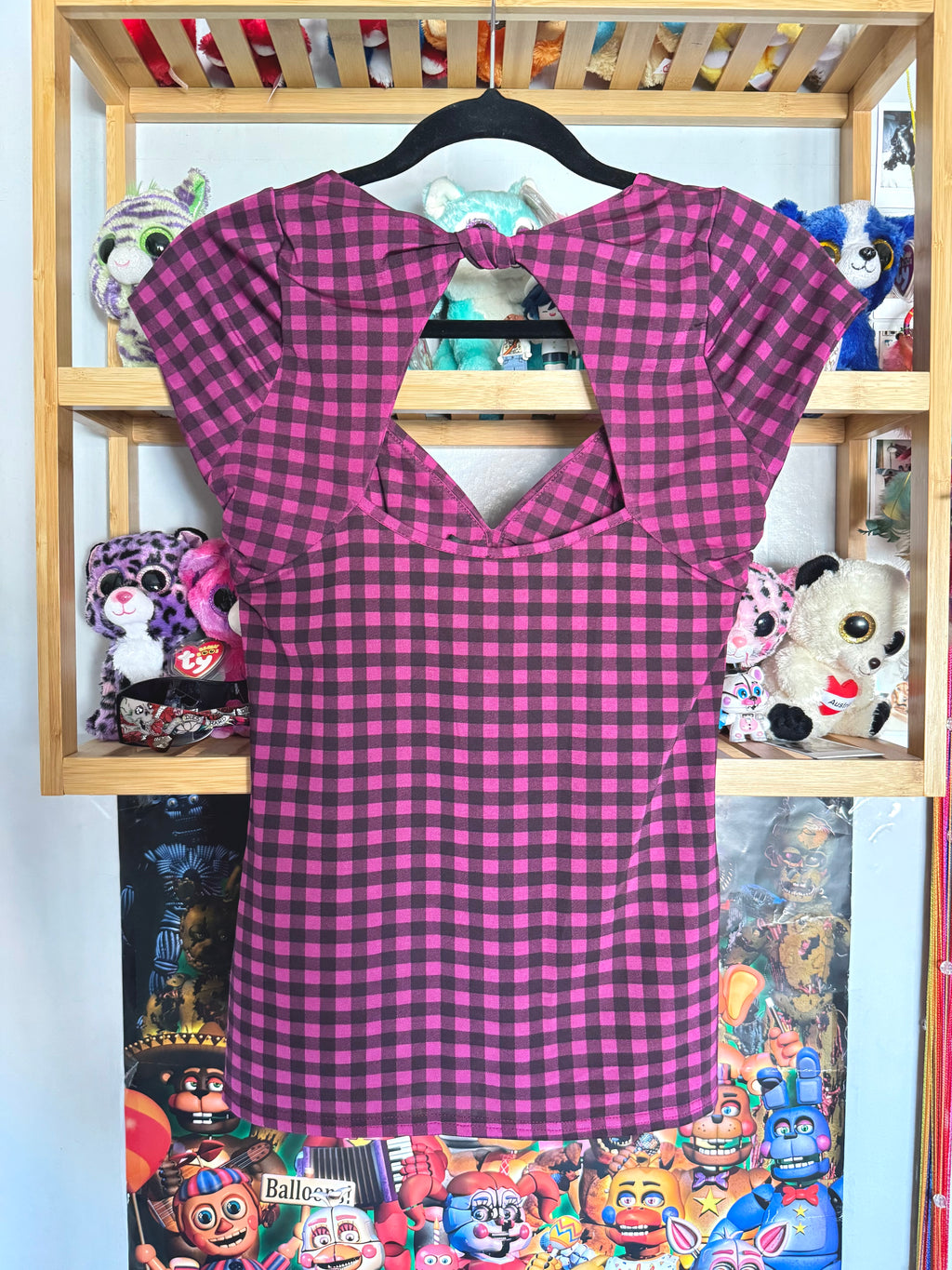 y2k vintage checkered fitted sweetheart cap sleeve top monster high vibes
