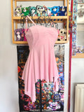 y2k vintage baby pink asymmetrical fairy hem ruched beaded cami top