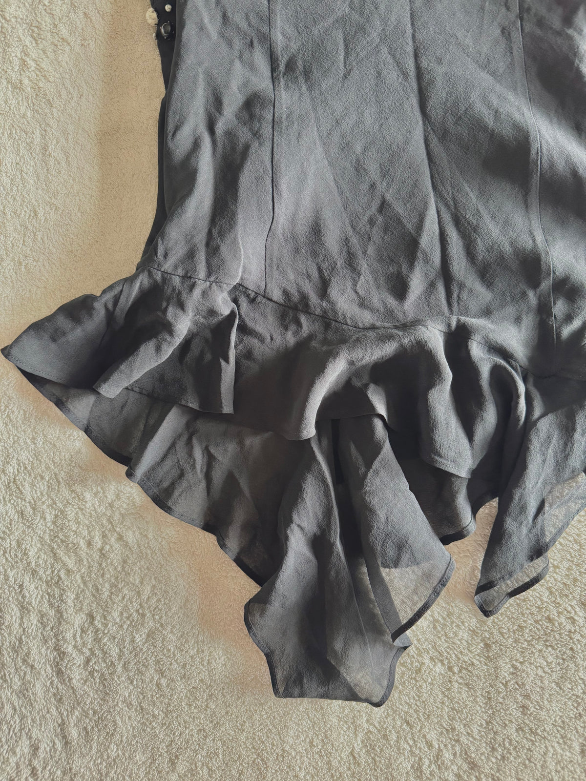 y2k vintage black silk fitted asymmetrical fairy hem cami top