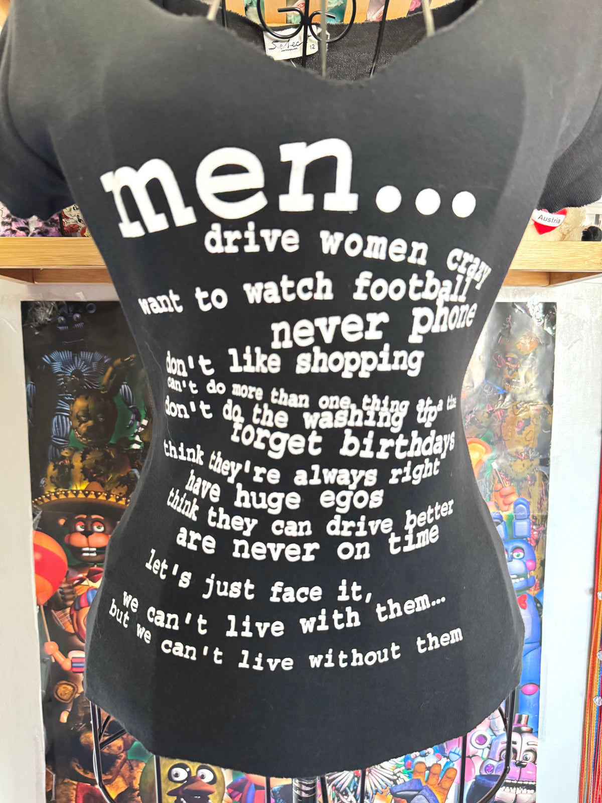 y2k vintage “men drive women crazy” graphic cropped and fitted vneck shirt