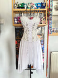 y2k vintage white mesh lace front sequin mini dress with hanky fairy hem