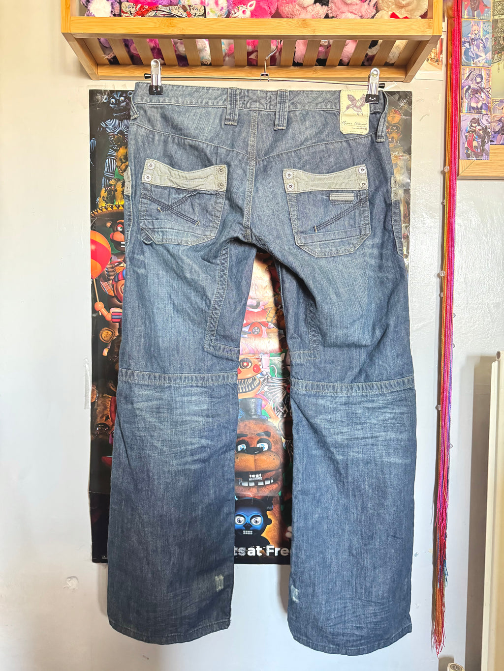 y2k vintage low waisted dark wash denim slouchy boyfriend jeans