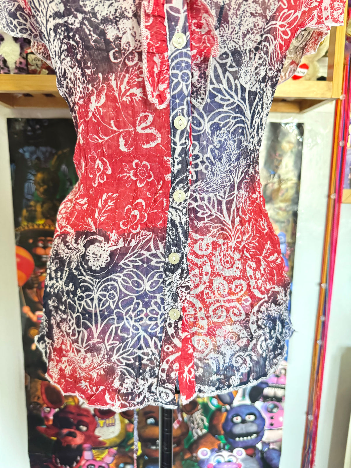 y2k vintage mermaid lace back corset style fitted button up shirt