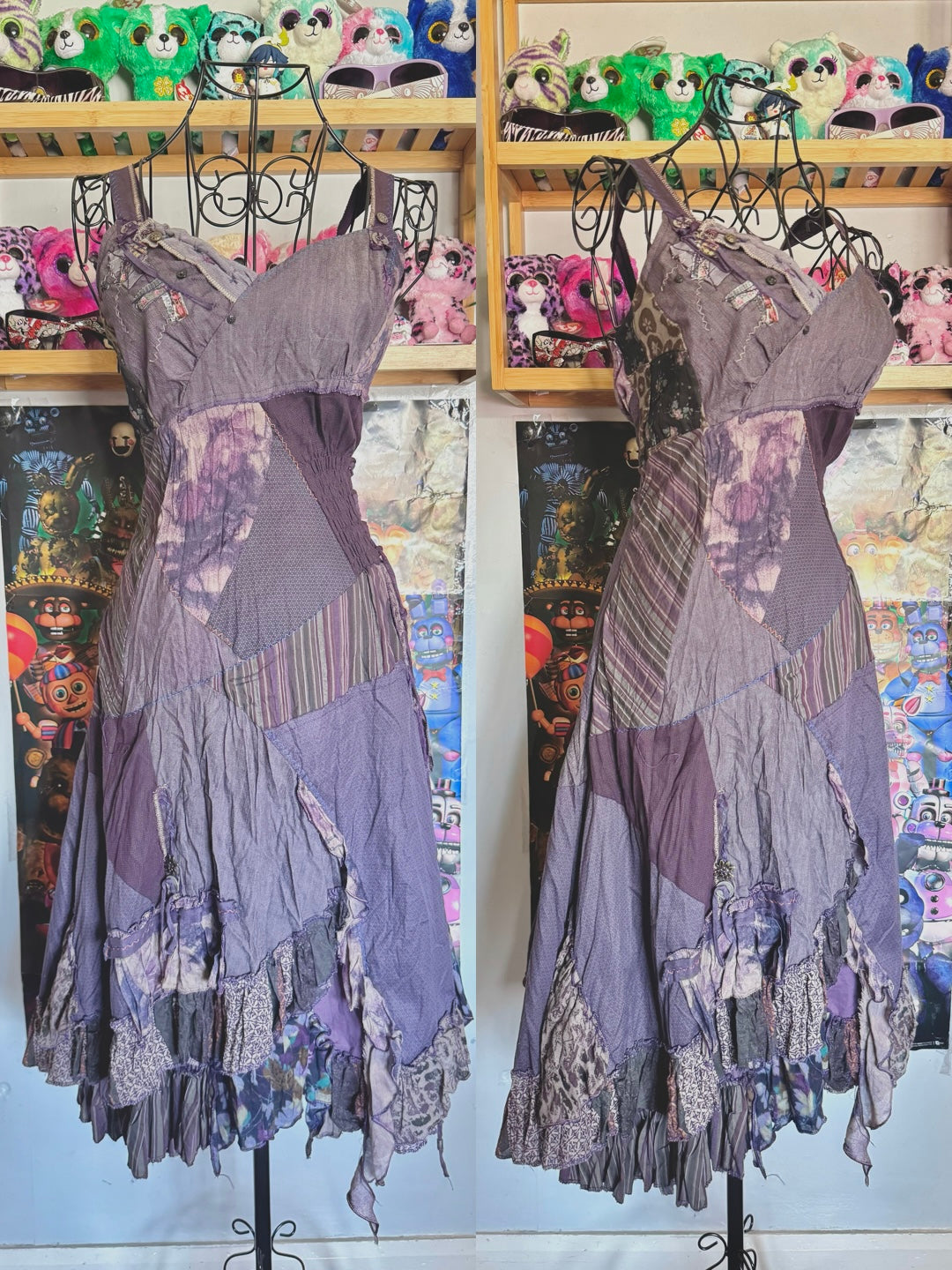 y2k vintage deadstock BNWT patchwork maximalist midi dress with lace sides fairy boho