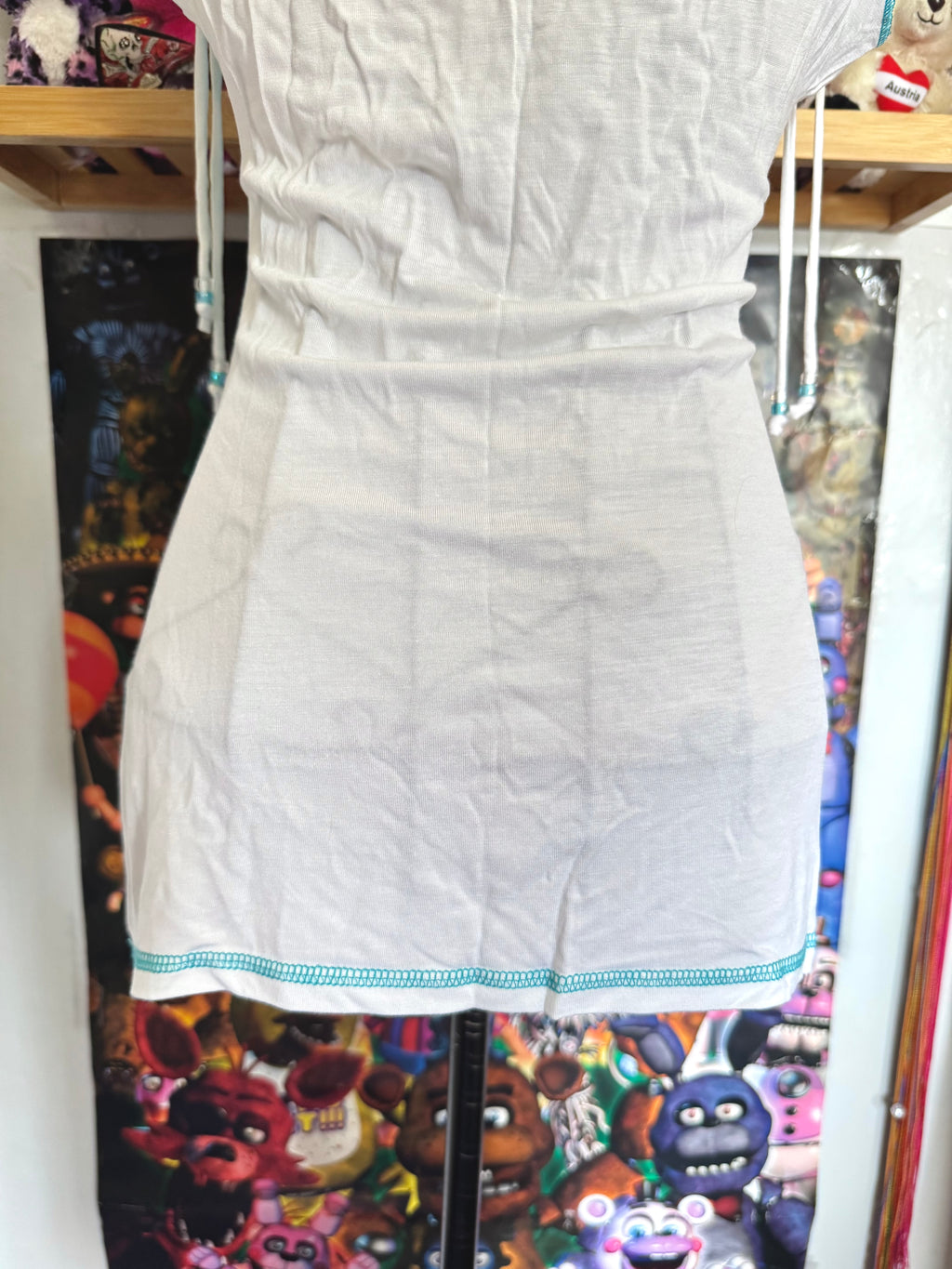 y2k vintage turquoise floral print fitted cami top with ruched detail, rhinestones and sleeve tassels