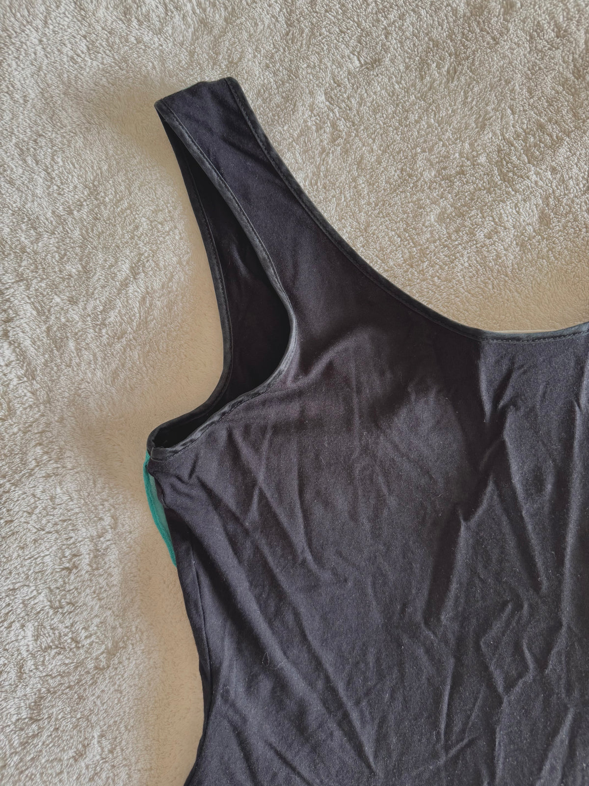 y2k vintage silk teal and black fitted asymmetrical hem vest top