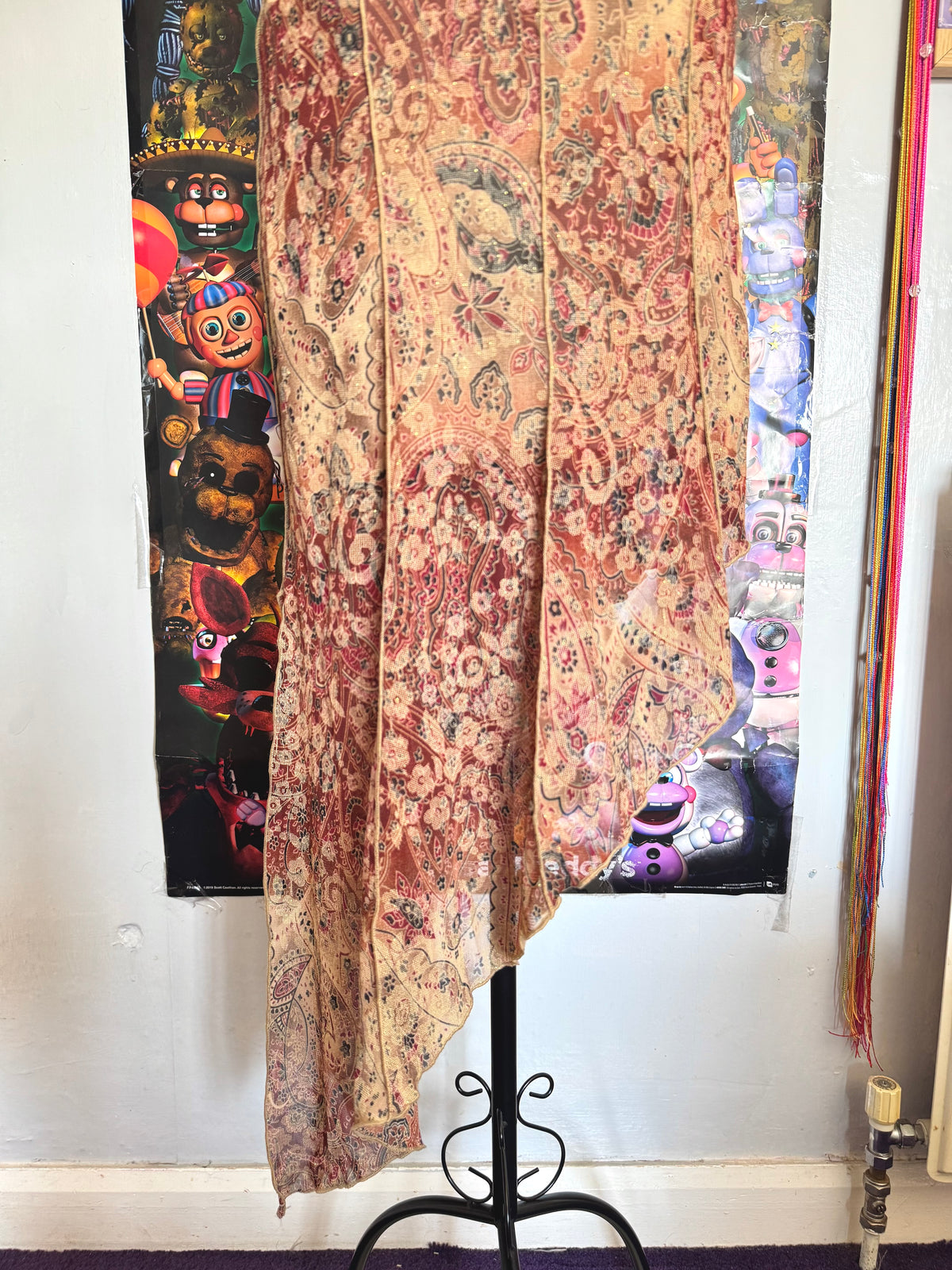 y2k vintage earthy fairy asymmetrical hem midaxi dress with glittery shimmer