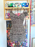 y2k vintage knitted brown and white fitted cami top with rosette