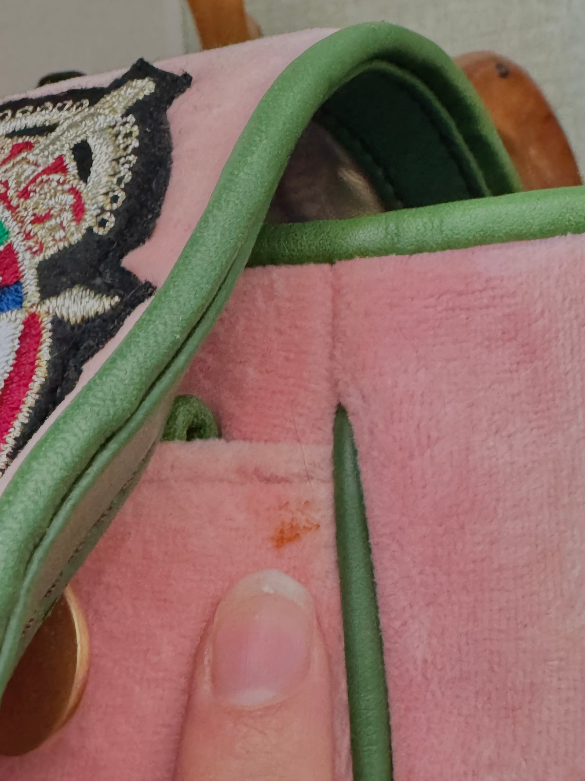 rare y2k vintage pink and green velour luxury Juicy Couture trustfund generation crossbody bag