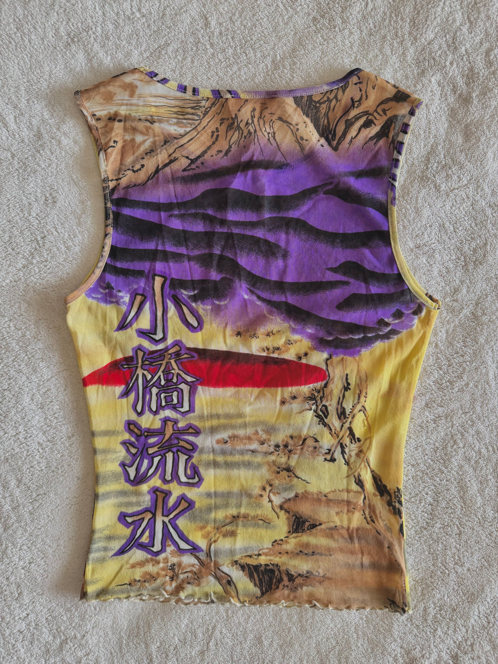 y2k vintage sheer mesh sequin embellished fitted sleeveless vest top