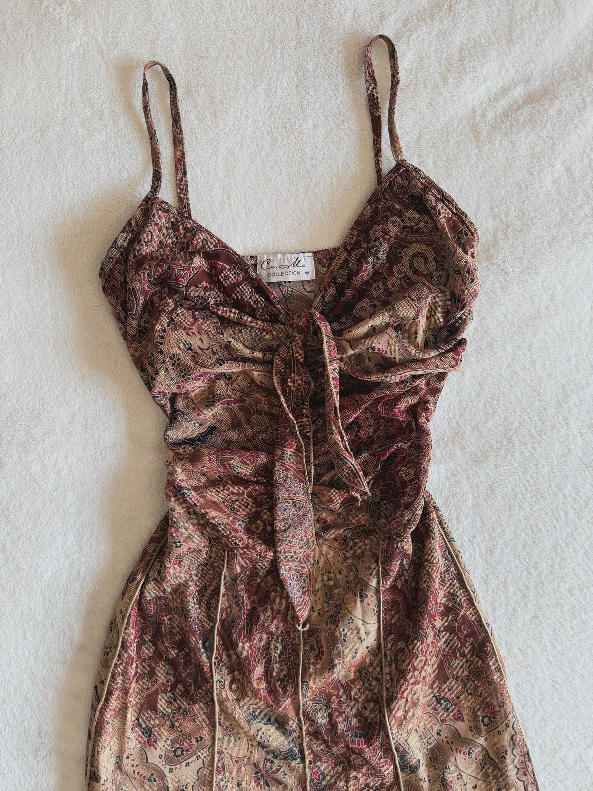 y2k vintage earthy fairy asymmetrical hem midaxi dress with glittery shimmer