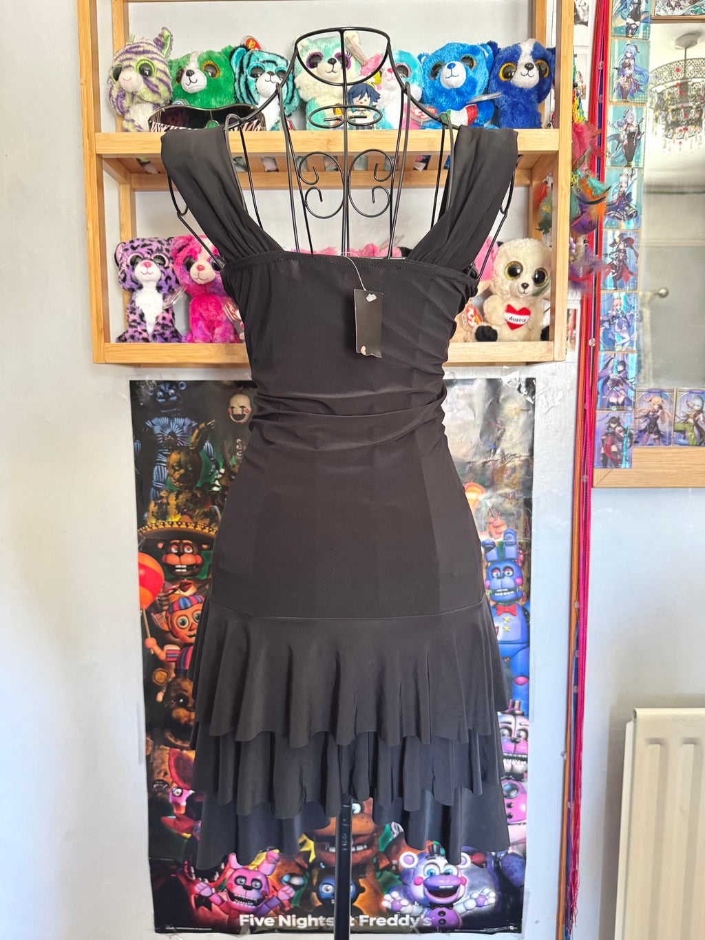 y2k vintage BNWT deadstock fitted ruched lace up ruffle mini dress gothic