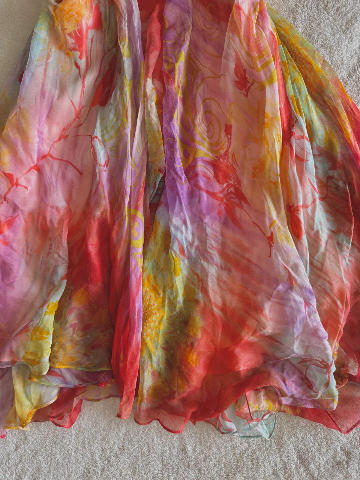 y2k vintage silk summer multicolour maxi dress with matching cardigan zara larsson