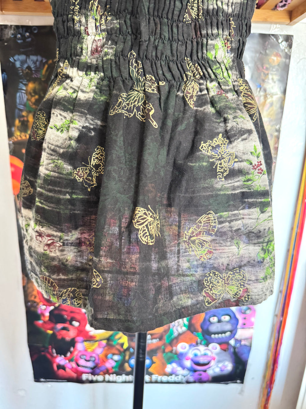 y2k vintage intentionally faded cotton handmade halterneck butterfly beaded cami top