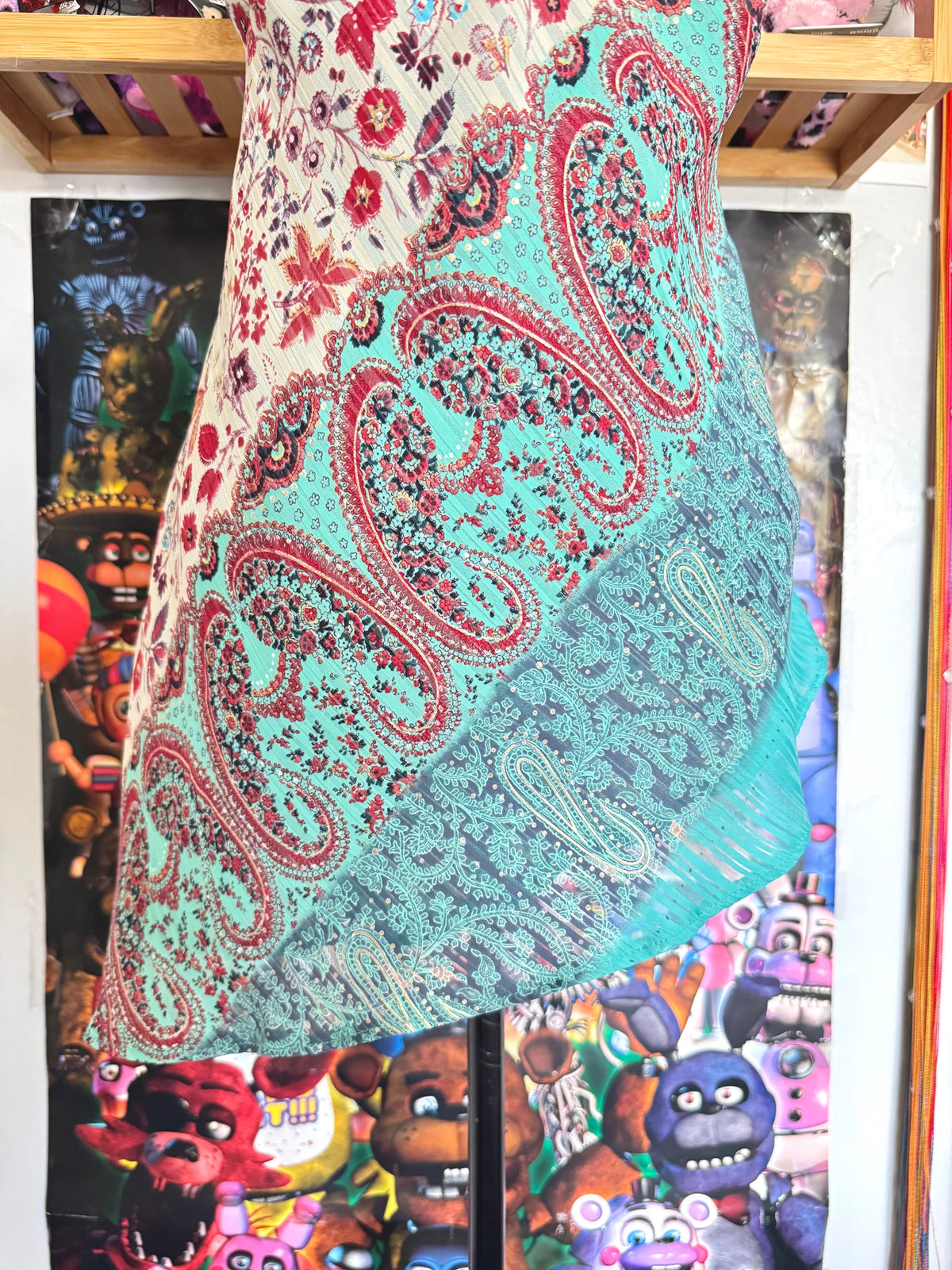 y2k vintage asymmetrical paisley print fitted cami top fairy mermaid