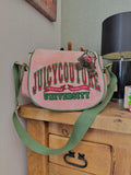 rare y2k vintage pink and green velour luxury Juicy Couture trustfund generation crossbody bag