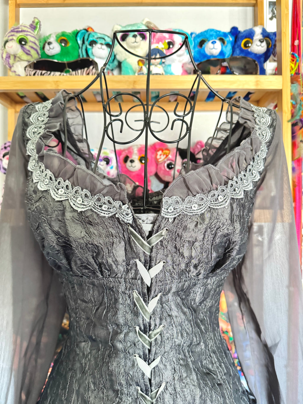 y2k vintage milkmaid medieval vibe lace up flared sleeve gothic top
