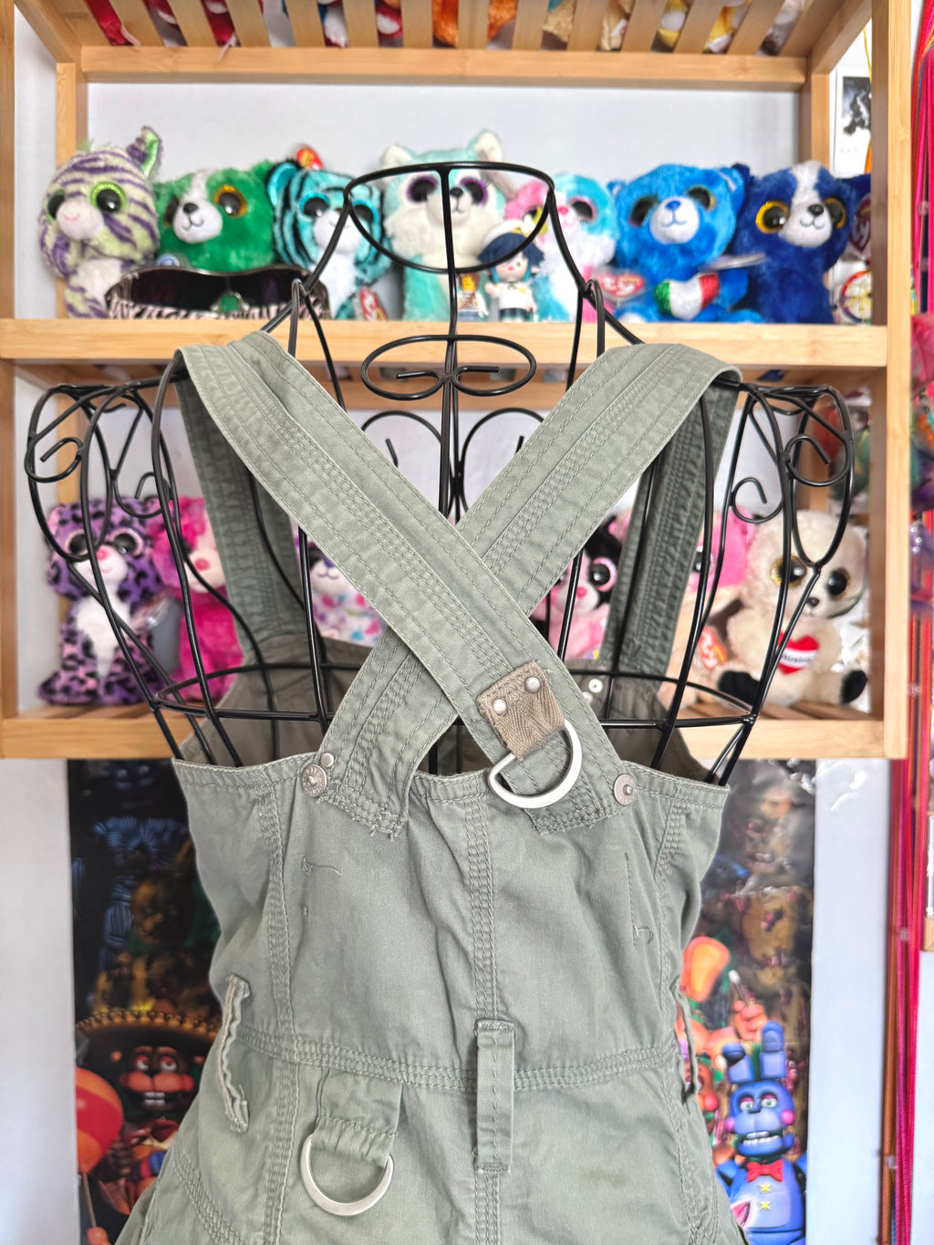 y2k vintage khaki green cargo utility mini dress streetwear grunge summer