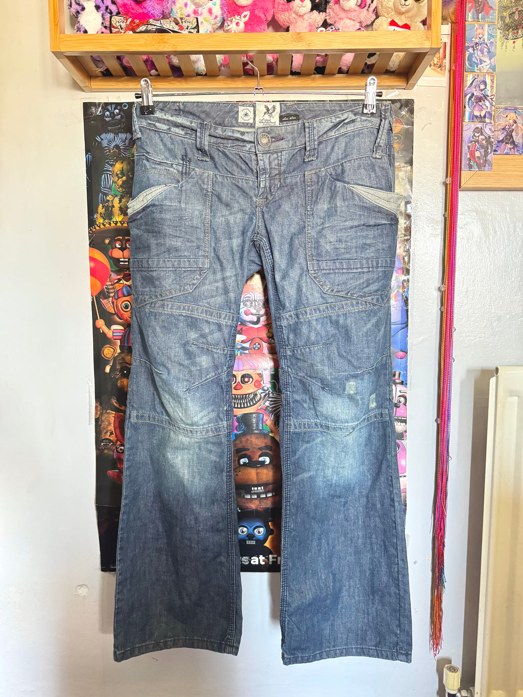 y2k vintage low waisted dark wash denim slouchy boyfriend jeans