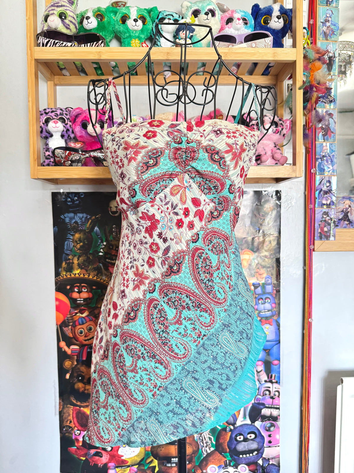 y2k vintage asymmetrical paisley print fitted cami top fairy mermaid