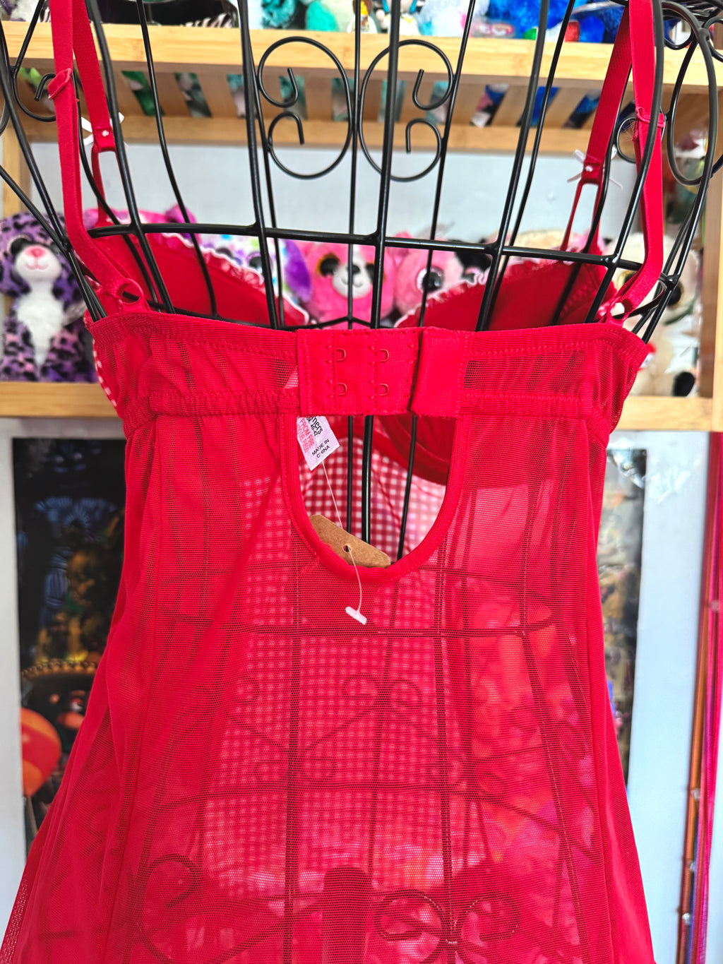 y2k vintage gingham red and white fitted mesh cami top coquette
