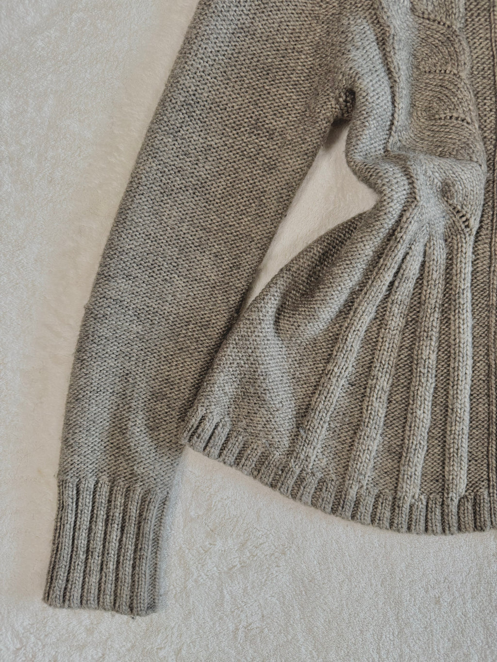 y2k vintage grey brown babydoll chunky knitted button up cardigan