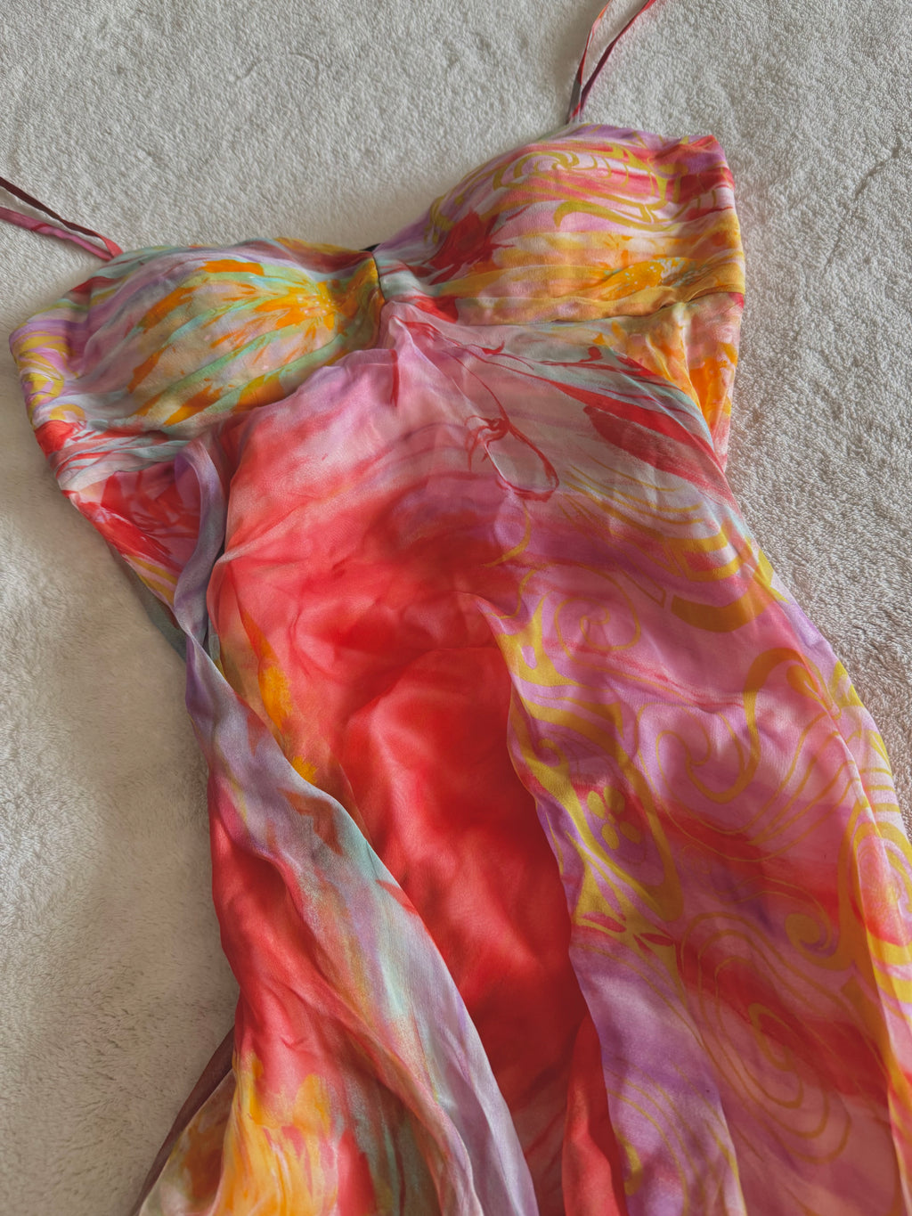 y2k vintage silk summer multicolour maxi dress with matching cardigan zara larsson