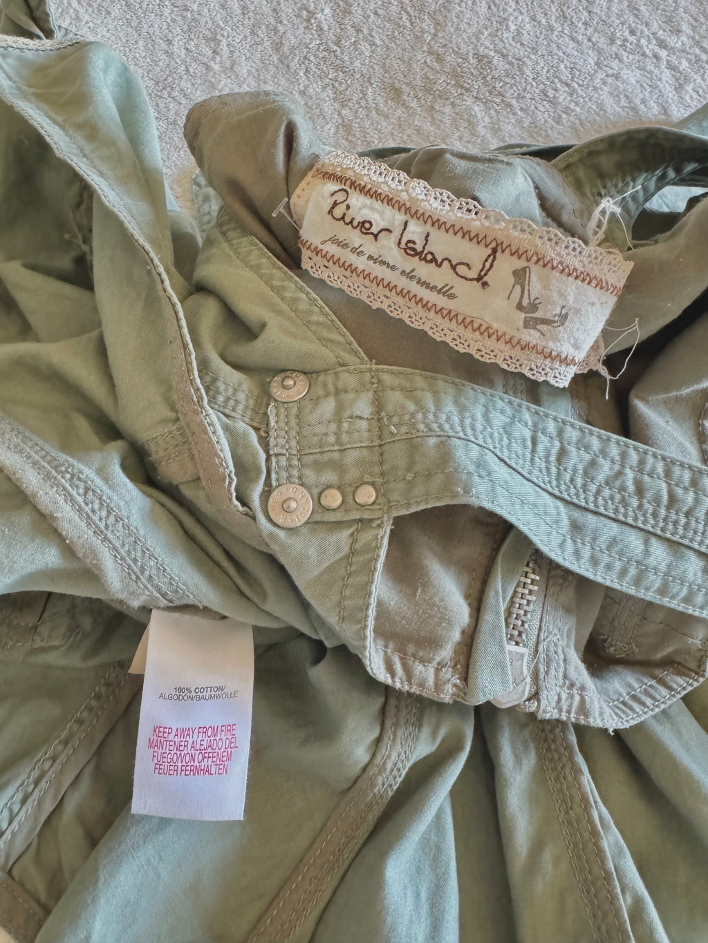 y2k vintage khaki green cargo utility mini dress streetwear grunge summer