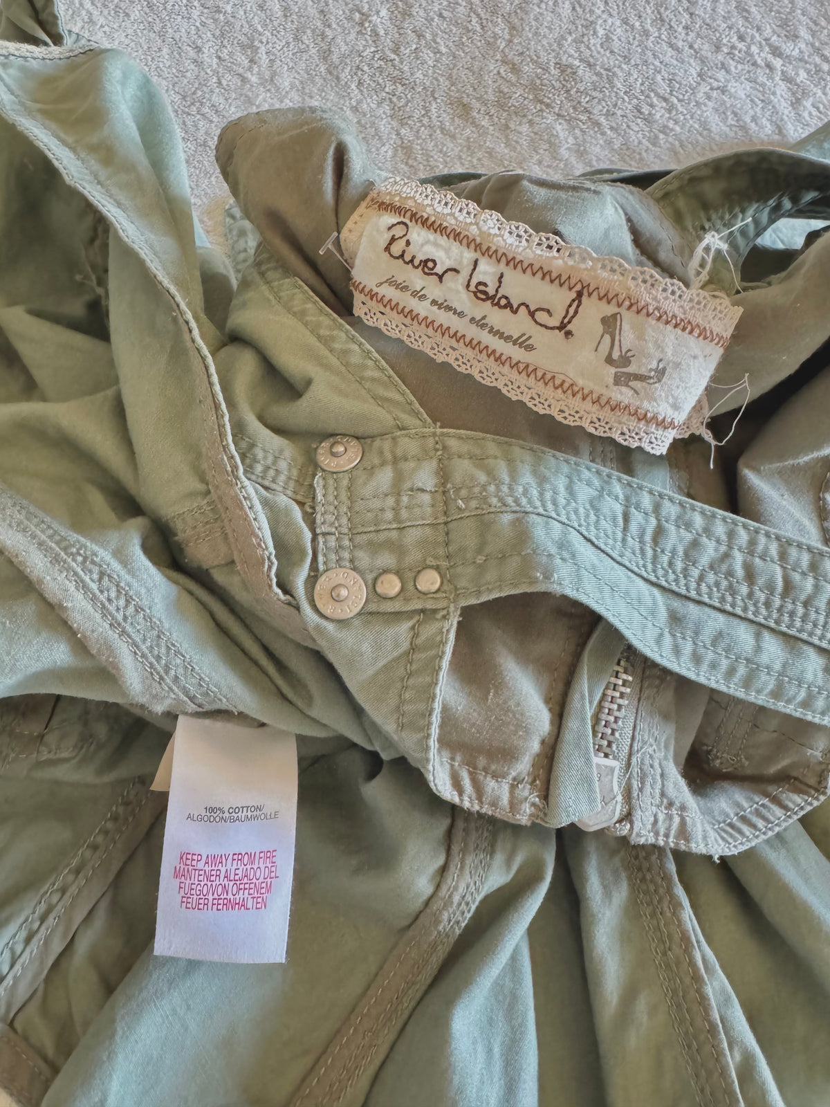 y2k vintage khaki green cargo utility mini dress streetwear grunge summer