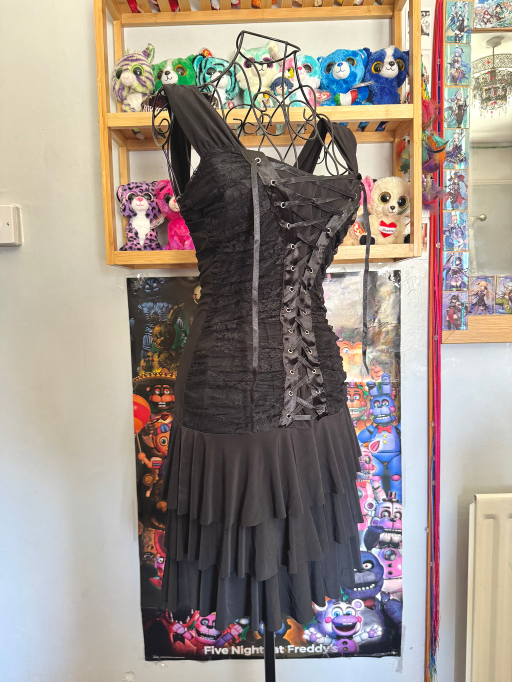 y2k vintage BNWT deadstock fitted ruched lace up ruffle mini dress gothic