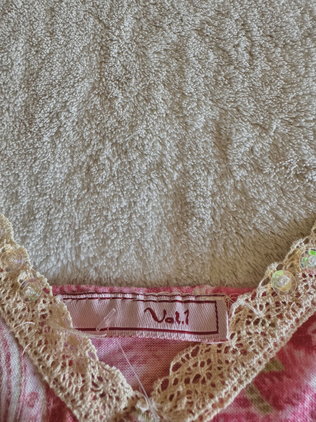 y2k vintage paisley print pink fitted cami top with sequins and lace trimmings