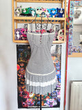 y2k vintage striped pattern ruffle tiered mini dress sailor vibes