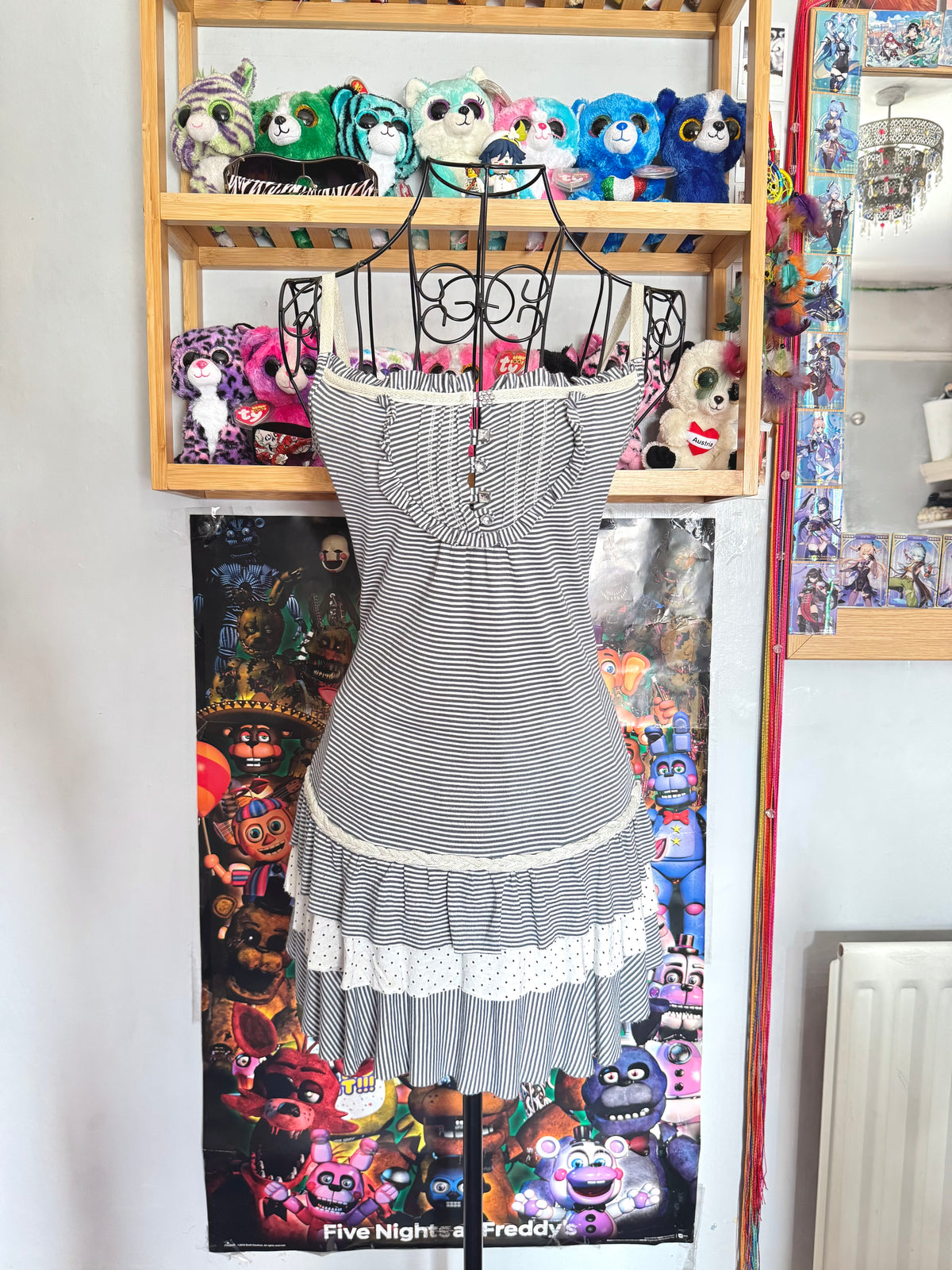 y2k vintage striped pattern ruffle tiered mini dress sailor vibes