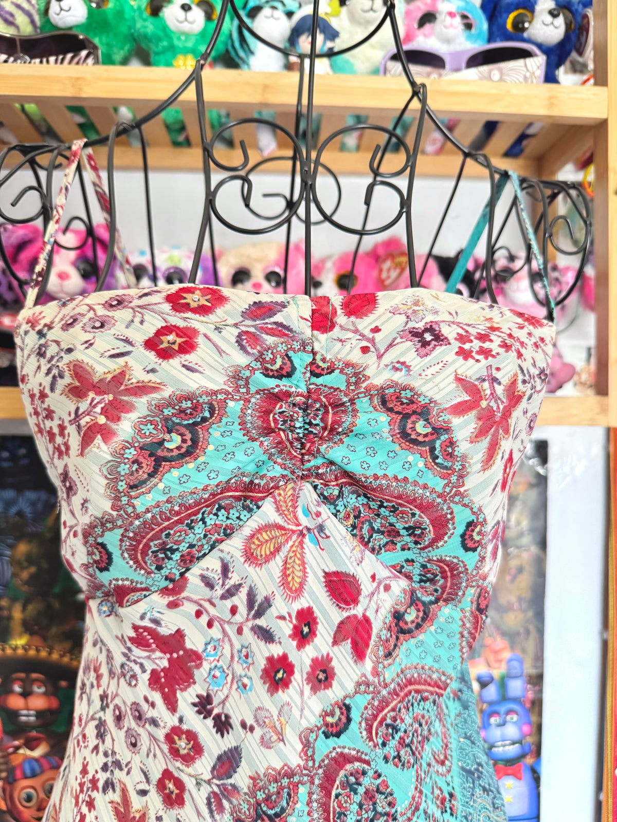 y2k vintage asymmetrical paisley print fitted cami top fairy mermaid