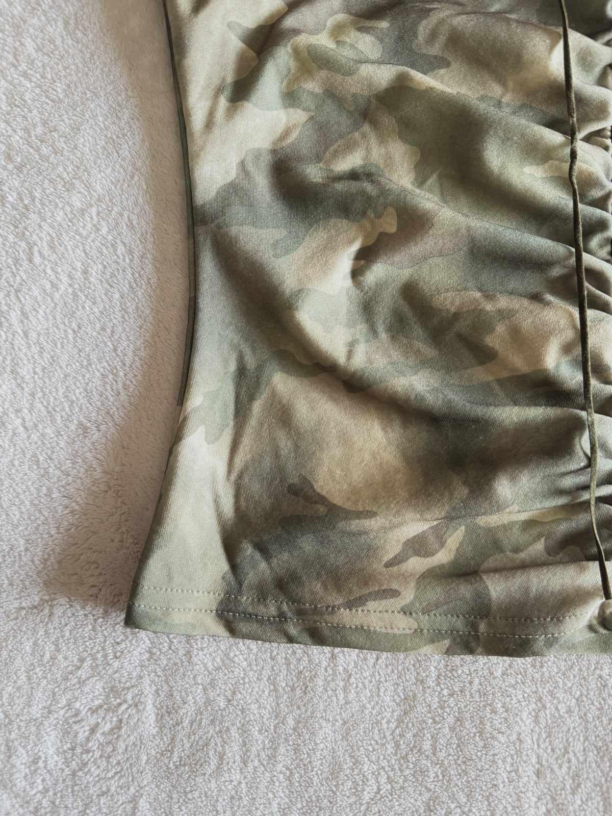 y2k vintage camouflage print green lace up ruched and fitted cami top with grommets
