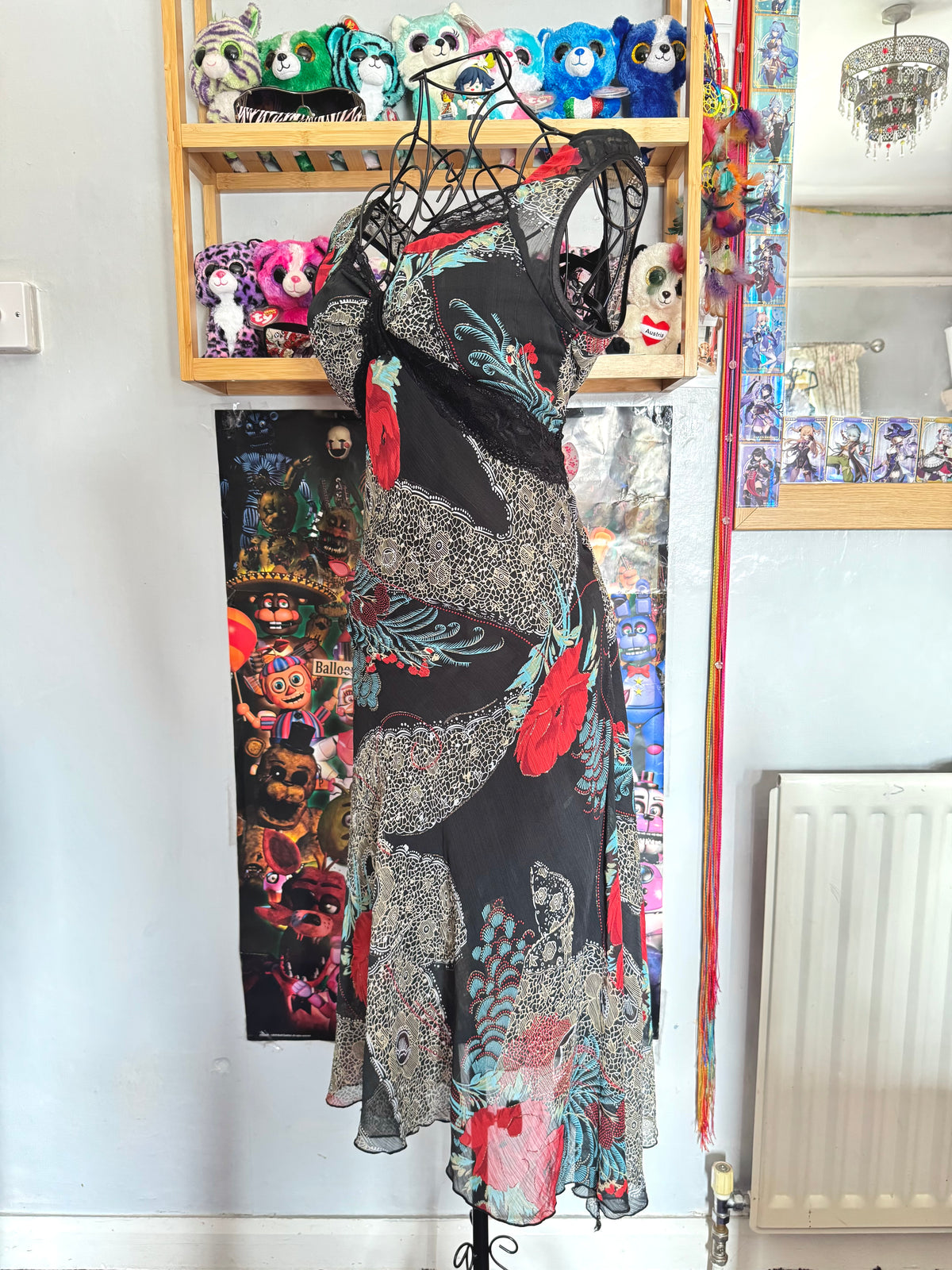 y2k vintage silk blend floral print midi dress